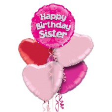 Happy Birthday Sister Pink Foil Balloon Bouquet